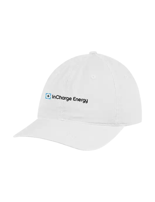 Garment Washed Unstructured Twill White Cap w/InCharge Logo