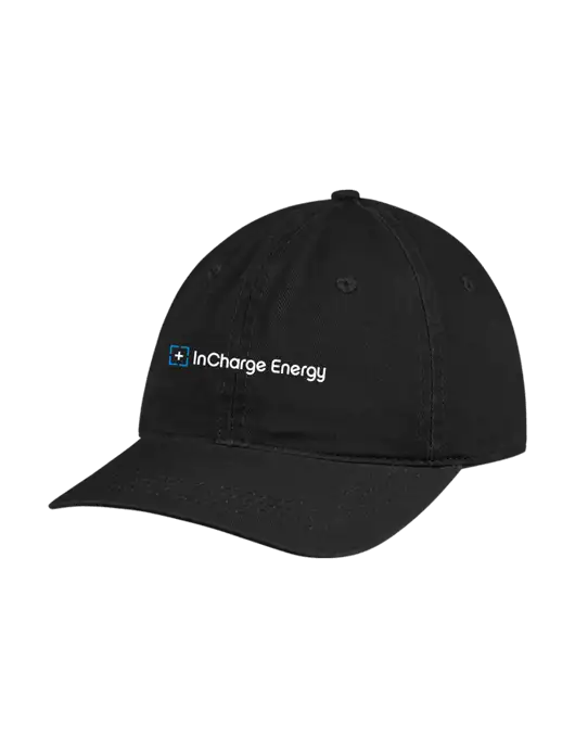 Garment Washed Unstructured Twill Black Cap w/InCharge Logo