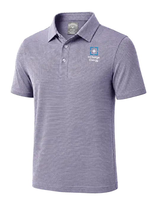 Callaway Navy Fine Line Stripe Polo w/InCharge Logo