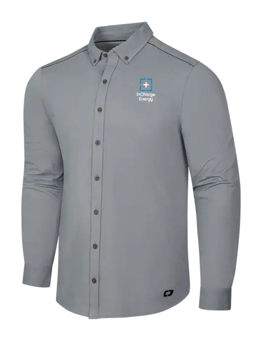 OGIO Medium Grey Heather Modern Code Stretch Button-Up Shirt w/InCharge Logo