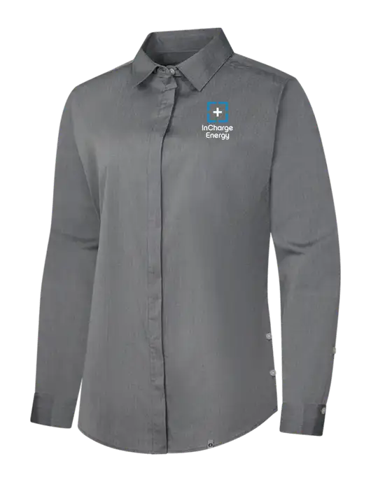 OGIO Womens Medium Grey Heather Commuter Woven Shirt w/InCharge Logo