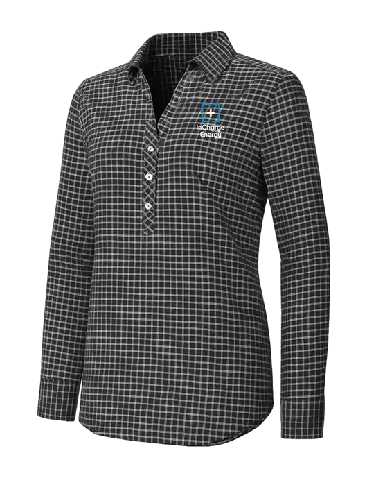Womens Dark Grey/White City Stretch Shirt w/InCharge Logo