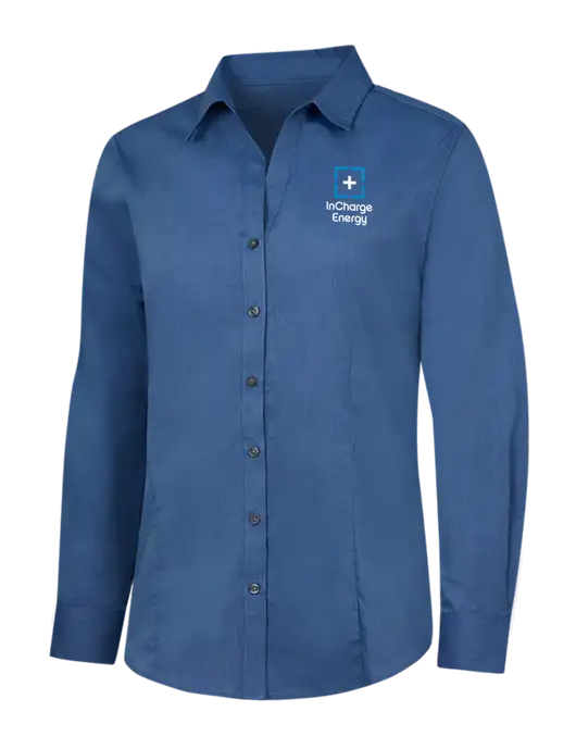 Light Navy Womens Crosshatch Easy Care Shirt w/InCharge Logo