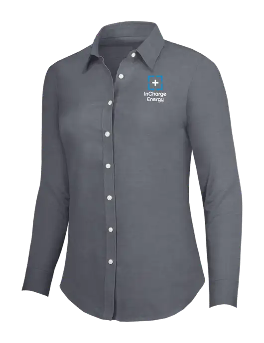 Dark Grey Womens SuperPro Oxford Shirt w/InCharge Logo