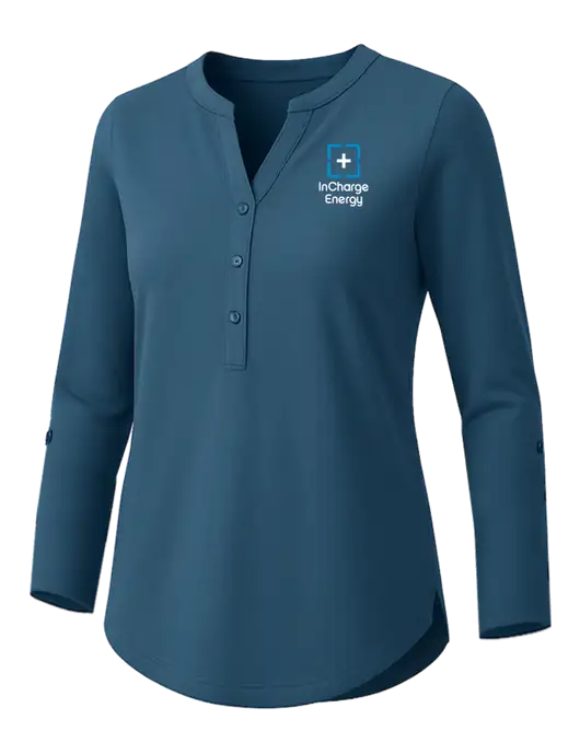 Womens Dark Slate Blue Concept Henley Tunic w/InCharge Logo