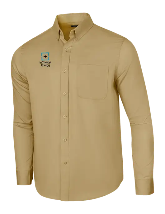 Long Sleeve Dark Tan Superpro React Twill Shirt w/InCharge Logo