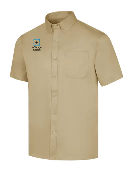 Short Sleeve Dark Tan Superpro React Twill Shirt w/InCharge Logo