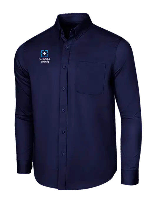 Long Sleeve Navy Superpro React Twill Shirt w/InCharge Logo