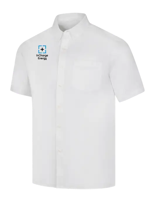 Short Sleeve White Superpro React Twill Shirt w/InCharge Logo