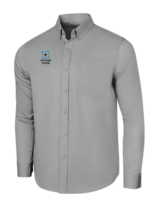 Long Sleeve Light Grey Superpro React Twill Shirt w/InCharge Logo