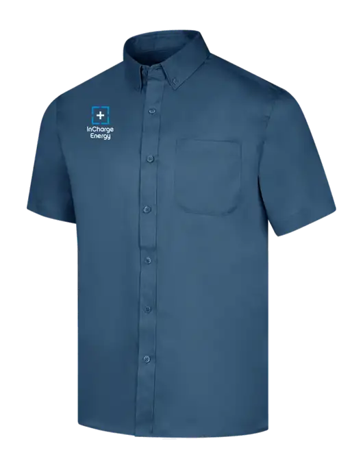 Short Sleeve Light Navy Superpro React Twill Shirt w/InCharge Logo