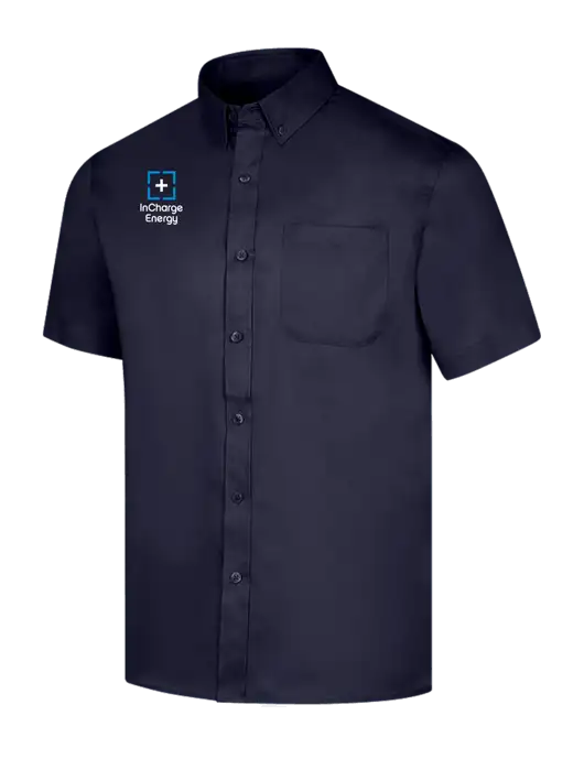 Short Sleeve Navy Superpro React Twill Shirt w/InCharge Logo