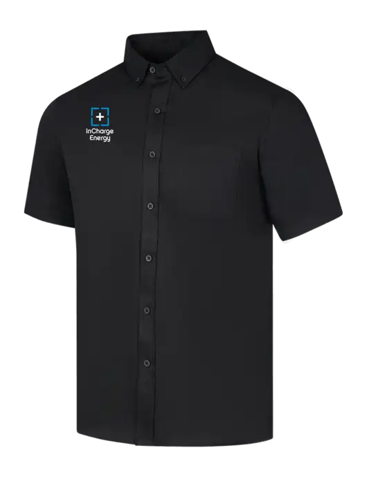 Short Sleeve Deep Black Superpro React Twill Shirt w/InCharge Logo