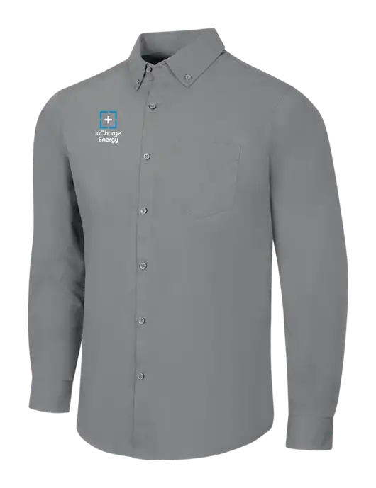 Medium Grey Long Sleeve Carefree Poplin Shirt w/InCharge Logo