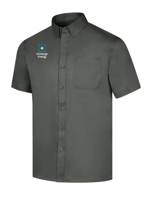 Short Sleeve Dark Grey Superpro React Twill Shirt w/InCharge Logo