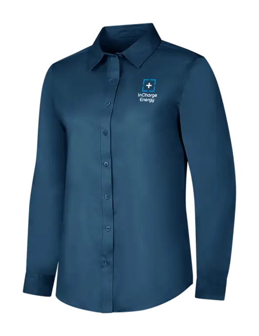 Light Navy Womens Long Sleeve Superpro React Twill Shirt w/InCharge Logo