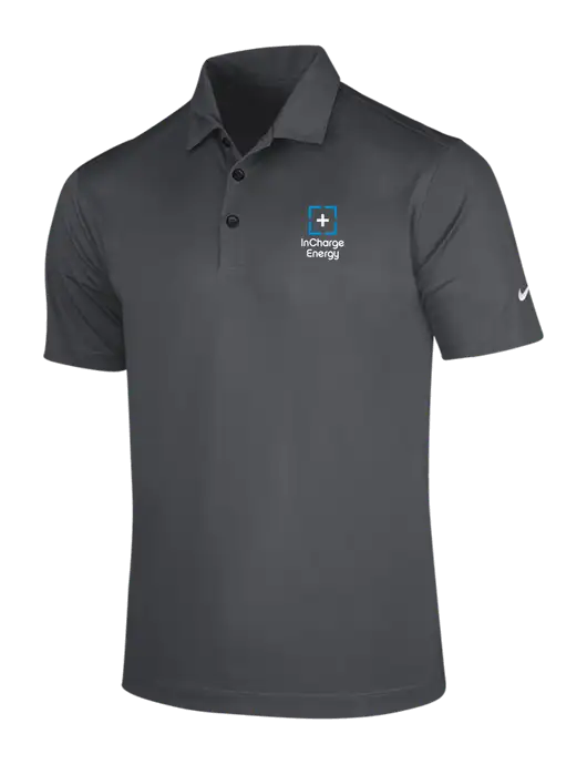 NIKE Dark Grey Dri-Fit Vertical Mesh Polo w/InCharge Logo