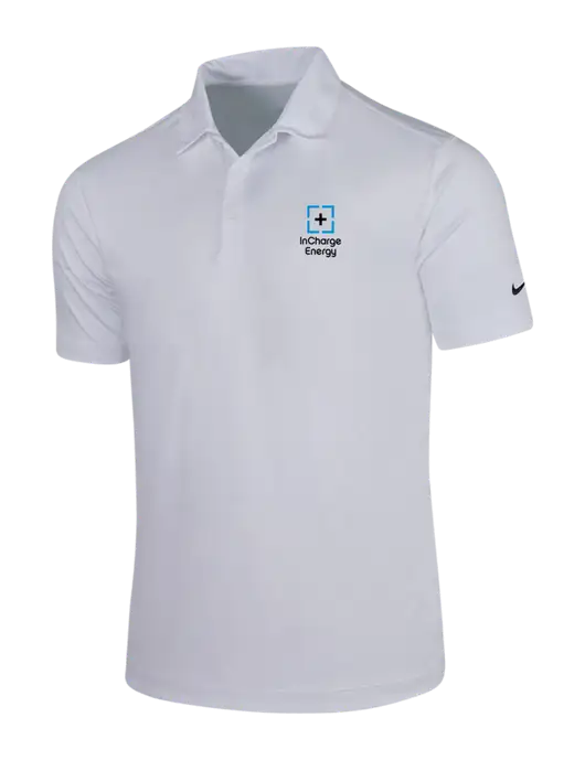 NIKE White Dri-Fit Vertical Mesh Polo w/InCharge Logo