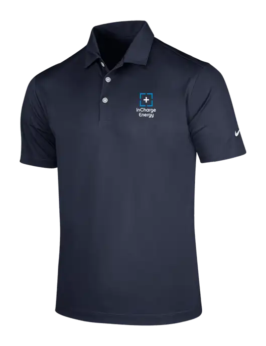 NIKE Dark Navy Dri-Fit Vertical Mesh Polo w/InCharge Logo