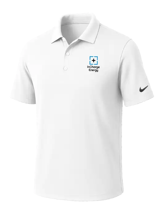 NIKE White Dri-Fit Micro Pique Polo w/InCharge Logo