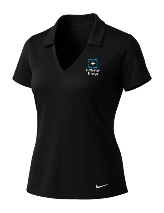 NIKE Black Womens Dri-Fit Vertical Mesh Polo w/InCharge Logo