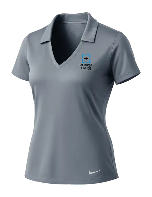 NIKE Medium Grey Womens Dri-Fit Vertical Mesh Polo w/InCharge Logo