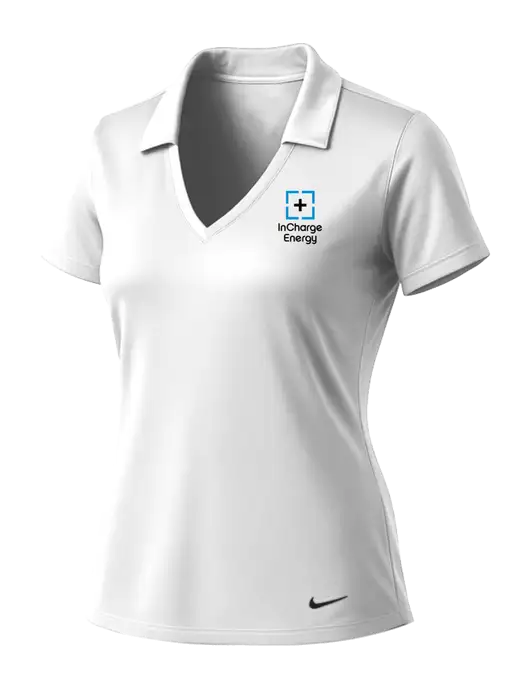 NIKE White Womens Dri-Fit Vertical Mesh Polo w/InCharge Logo