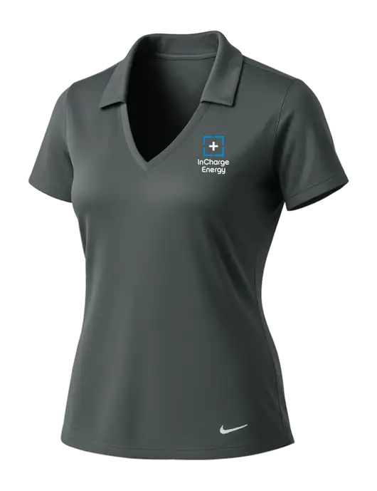 NIKE Dark Grey Womens Dri-Fit Vertical Mesh Polo w/InCharge Logo