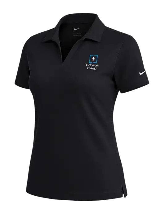 NIKE Black Womens Dri-Fit Micro Pique Polo w/InCharge Logo