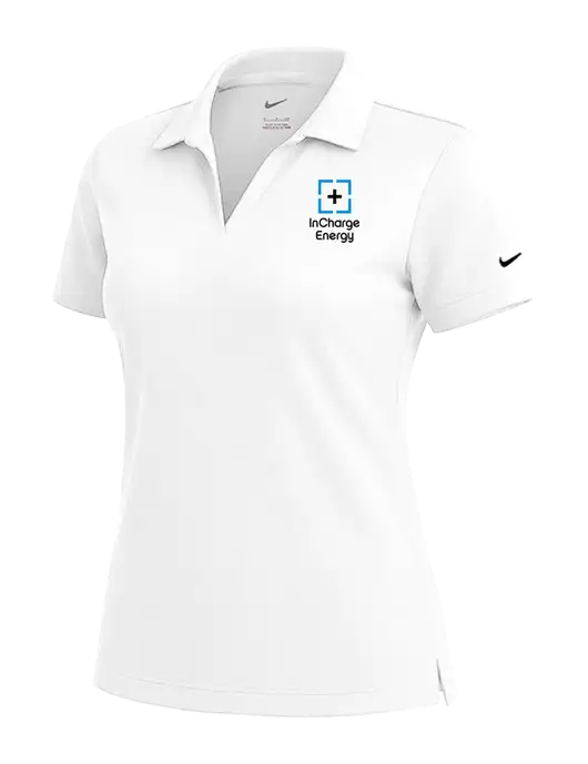 NIKE White Womens Dri-Fit Micro Pique Polo w/InCharge Logo