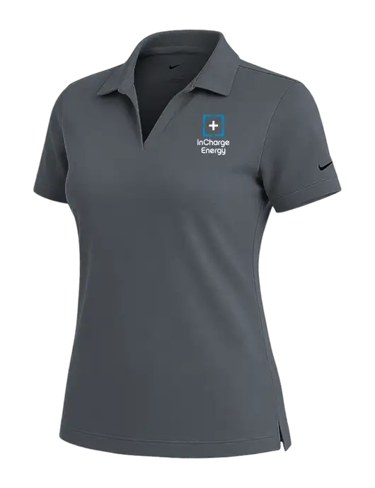 NIKE Dark Grey Womens Dri-Fit Micro Pique Polo w/InCharge Logo