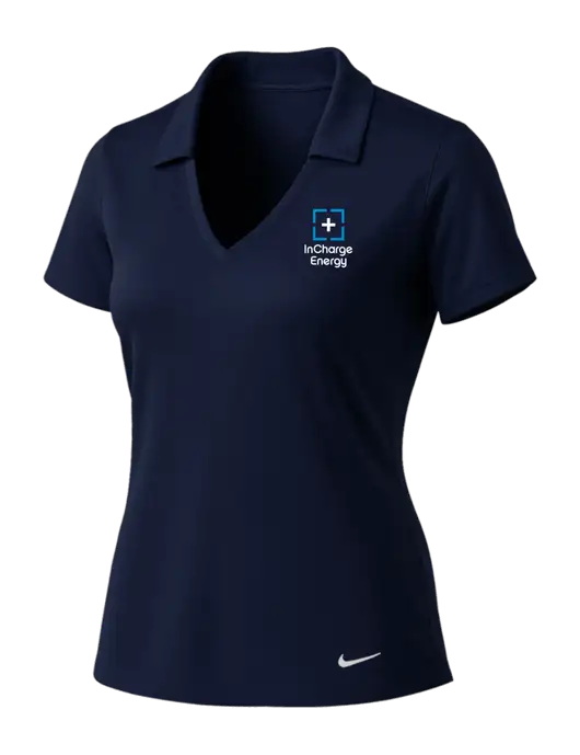 NIKE Dark Navy Womens Dri-Fit Vertical Mesh Polo w/InCharge Logo