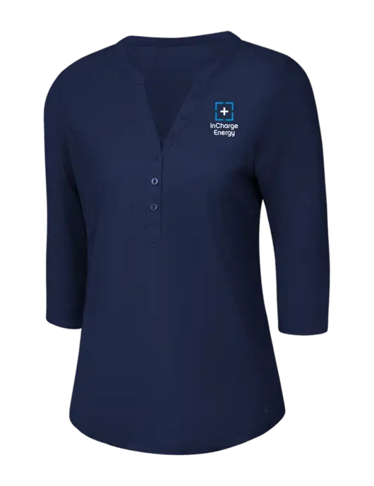 OGIO Navy Jewel Henley w/InCharge Logo