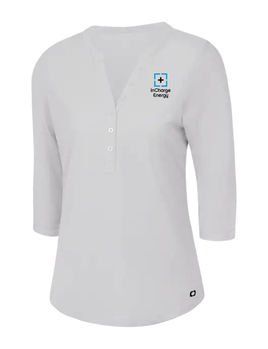 OGIO Bright White Jewel Henley w/InCharge Logo