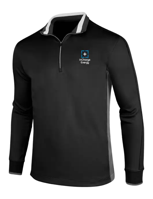 NIKE Black/Dark Grey/White Dry-Fit 1/2 Zip Cover-Up w/InCharge Logo