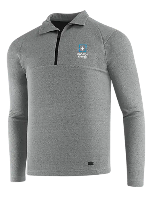 OGIO Petrol Grey Heather Transition 1/4 Zip Pullover w/InCharge Logo