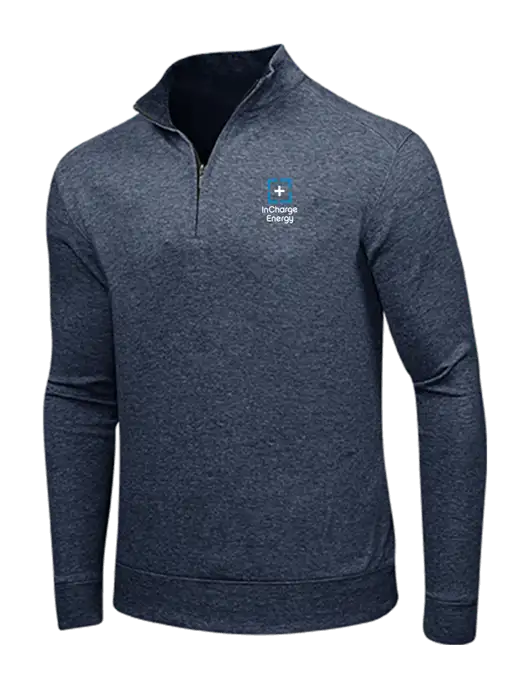 Estate Blue Heather/Charcoal Heather Interlock 1/4 Zip w/InCharge Logo