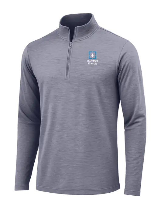 True Navy Heather Posicharge Tri-Blend Wicking 1/4 Zip Pullover w/InCharge Logo
