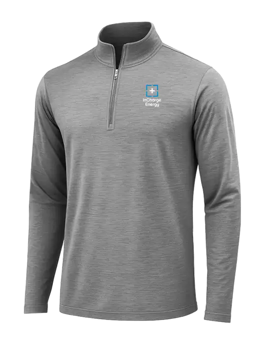 Dark Grey Heather Posicharge Tri-Blend Wicking 1/4 Zip Pullover w/InCharge Logo