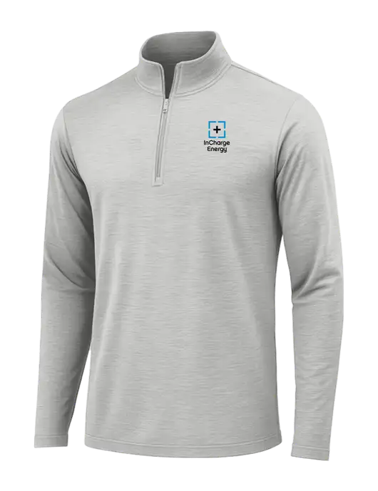 Light Grey Heather Posicharge Tri-Blend Wicking 1/4 Zip Pullover w/InCharge Logo