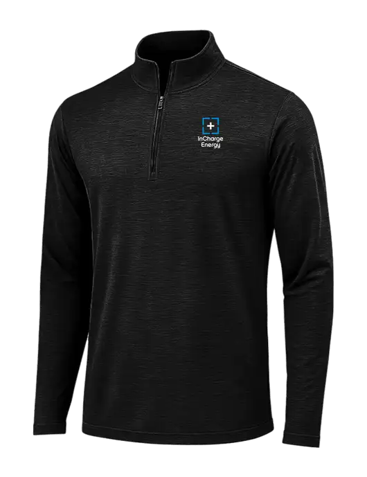 Black Triad Solid Posicharge Tri-Blend Wicking 1/4 Zip Pullover w/InCharge Logo