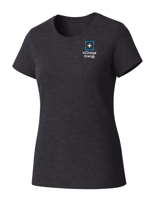 Womens Seriously Soft Heathered Charcoal T-Shirt w/InCharge Logo