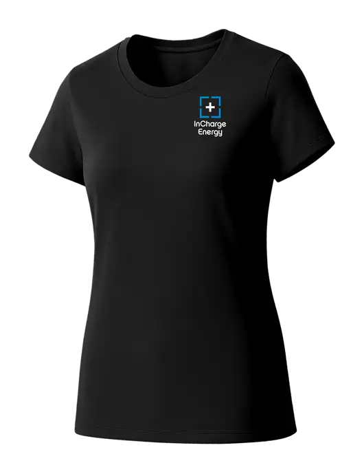 Womens Seriously Soft Black T-Shirt w/InCharge Logo