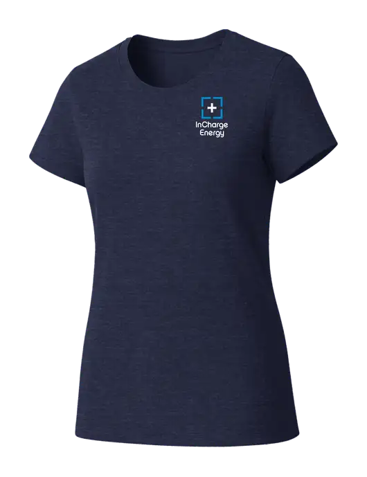 Womens Seriously Soft Heathered Navy T-Shirt w/InCharge Logo