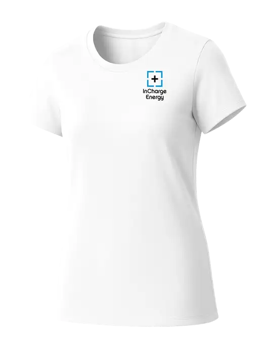 Womens Seriously Soft White T-Shirt w/InCharge Logo