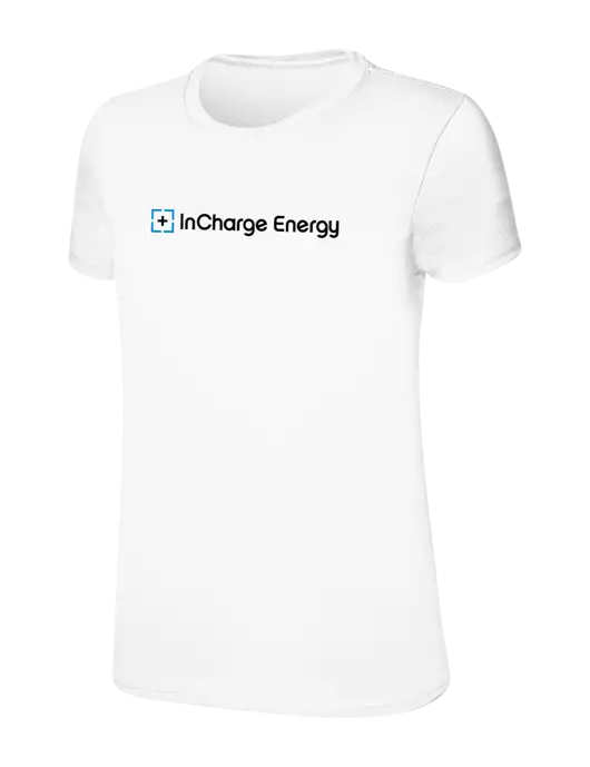 Womens Ring Spun White 4.5 oz T-Shirt w/InCharge Logo