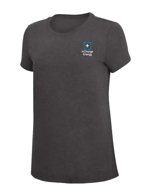Womens Simply Soft Heather Charcoal 4.5oz  Poly/Combed Ring Spun Cotton T-Shirt w/InCharge Logo