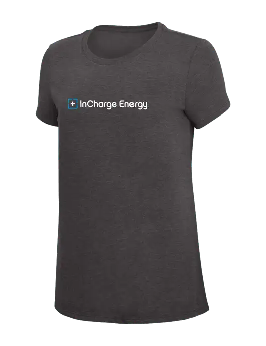 Womens Simply Soft Heather Charcoal 4.5oz  Poly/Combed Ring Spun Cotton T-Shirt w/InCharge Logo