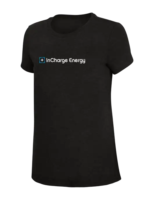 Womens Simply Soft Black 4.5oz Poly/Combed Ring Spun Cotton T-Shirt w/InCharge Logo