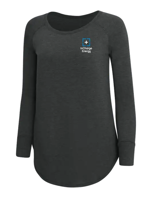 Womens Perfect Wide Collar Tunic Tri-Blend Black Frost 4.5 oz T-Shirt w/InCharge Logo